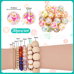 30 шт. прозрачных акриловых бусин с принтом&nbsp;MACR-PH0002-09