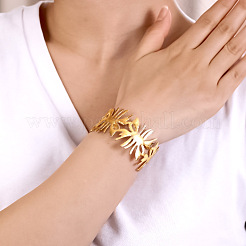 Bracelets manchettes en fer à motif floral pour femmes&nbsp;WGC7C32-01