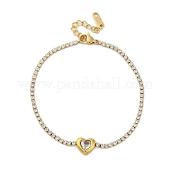 Браслеты-цепочки из нержавеющей стали 304 с кубическим цирконием для женщин&nbsp;NJEW-Z067-01G-02