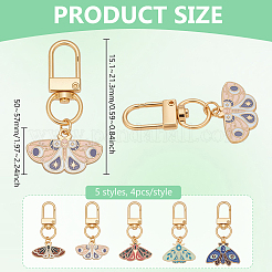 20 шт. 5 стильных подвесных украшений из эмалевого сплава в виде мотылька&nbsp;HJEW-PH02257
