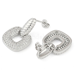 Квадратные серьги с подвесками из прозрачного кубического циркония&nbsp;EJEW-Q387-06P