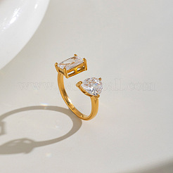 Offene Manschettenringe aus Edelstahl 304 mit Zirkonia-Pavé für Damen&nbsp;LI9548