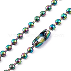 Collane a catena a palline in acciaio inossidabile 304 con placcatura ionica (ip) per le donne&nbsp;NJEW-G135-01E-RC