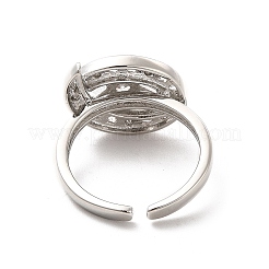 Anillo abierto de luna y estrella con circonita cúbica transparente&nbsp;RJEW-C055-03P