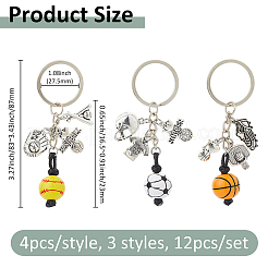 12 шт. 3 стиля деревянных и литого брелоков KEYC-FH00062