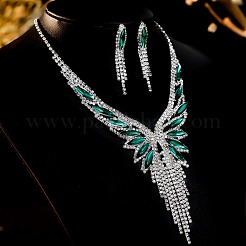 Collana con ciondolo a forma di farfalla con strass e orecchini a bottone con nappina a forma di occhio di cavallo per donna&nbsp;WGCD1FC-01