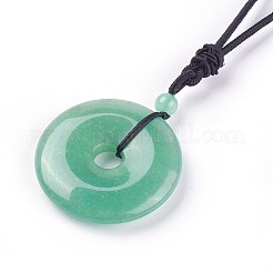 Collares con colgante ajustable de aventurina verde natural&nbsp;NJEW-A125-C02