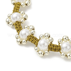 Браслеты из плетеных бусин для женщин с пластиковым искусственным жемчугом и гальваническим немагнитным синтетическим гематитом&nbsp;BJEW-JB12918