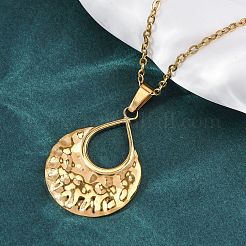 Ожерелья из текстурированной полой каплевидной формы из нержавеющей стали 304&nbsp;NJEW-H059-27G