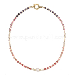 Colliers de perles de culture d'eau douce naturelles et de pierres précieuses aux couleurs dégradées&nbsp;NJEW-JN06316-02