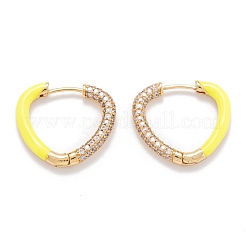Orecchini a cerchio huggie in zirconi cubici trasparenti micro pavè&nbsp;EJEW-P187-M