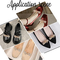 2 pieza de adornos para zapatos con rhinestone de aleación y lazo&nbsp;FIND-CP0002-28A