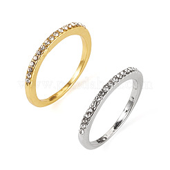 2 bague en alliage bicolore avec strass en cristal&nbsp;RJEW-TADJ0001-01A