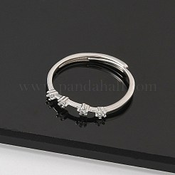Verstellbare Ringe aus rhodiniertem Sterlingsilber mit Mikropflaster und klarem Zirkonia für Damen&nbsp;RJEW-P130-01P-C