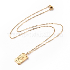 Ионное покрытие(ip) 304 нержавеющая сталь прямоугольник с кулоном в виде солнца ожерелье для женщин&nbsp;NJEW-E014-12G