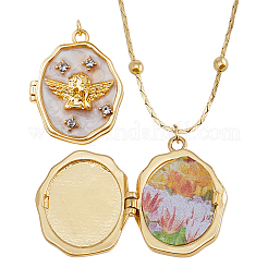 1 collier médaillon ovale en laiton avec strass en cristal Cupidon&nbsp;NJEW-HS0001-14