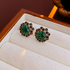 Boucles d'oreilles à tige en alliage et strass en forme de fleur&nbsp;WGB743E-01