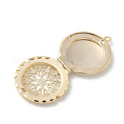 Плоские круглые полые латунные подвески-медальоны&nbsp;KK-K414-11A-G