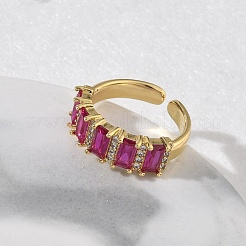 Bagues ouvertes en laiton avec micro pavé de zircones cubiques pour femmes&nbsp;RJEW-L343-16G-02