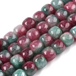 Teñidos naturales blancas abalorios de jade hebras&nbsp;G-T138-D05
