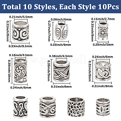 100 pz 10 stili perline in lega di zinco stile tibetano&nbsp;FIND-SP0005-90