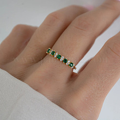 925 bague en argent sterling avec micro pavé de zircones cubiques vertes&nbsp;FS-WG746A1-04