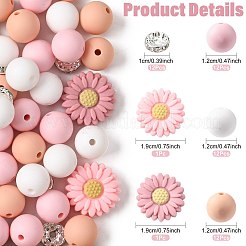 Наборы для самостоятельной сборки круглых бусин в виде ромашек&nbsp;DIY-FS0010-24B