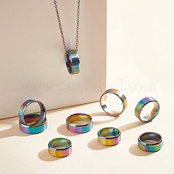 18 anillo de dedo de banda ancha de acero inoxidable de 9 estilos para mujeres y hombres&nbsp;RJEW-UN0002-53M