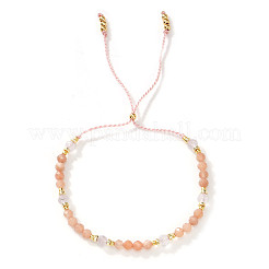 Verstellbare Armbänder mit Schiebeverschluss aus natürlichen Sonnenstein- und Quarzperlen für Damen&nbsp;LS-UF4729