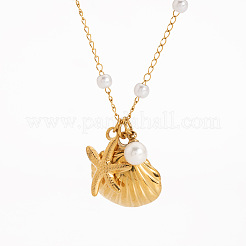 Женские ожерелья с подвесками в форме морской звезды из нержавеющей стали и искусственного жемчуга&nbsp;FX1473-2