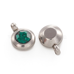 Pendentifs à breloques ronds et plats en acier inoxydable 304 de qualité A avec strass&nbsp;LS-RB-M030-06T