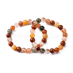Natürliche rote Quarz-Stretch-Armbänder mit runden Perlen für Männer und Frauen&nbsp;BJEW-G743-01D