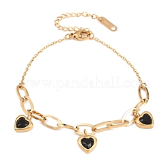 Bracelets à breloques en strass en acier inoxydable 304&nbsp;BJEW-B171-10G