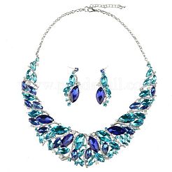 Collane con ciondolo in strass in lega e set di orecchini pendenti a goccia per donna&nbsp;WG99E9F-03