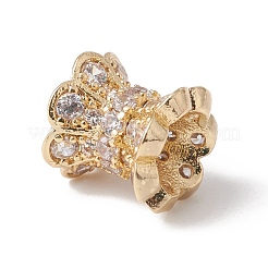 Placage de crémaillère écologique en laiton micro pavé de zircone cubique bouchons de perles double face&nbsp;KK-F835-25A-G