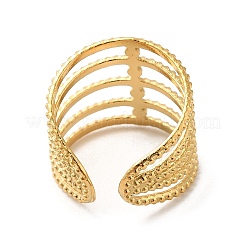 Anillos de puño abiertos de múltiples líneas huecas de acero inoxidable 304 para mujer&nbsp;RJEW-D012-07G