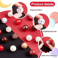 1 набор акриловых круглых бусин смешанного стиля&nbsp;SACR-PH0001-52H