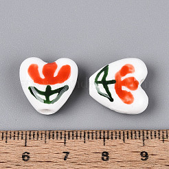 Handbemalte Porzellanperlen in Tulpenform&nbsp;PORC-T134-28E
