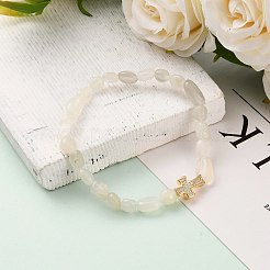 Pépites de bracelets de perles extensibles en pierre de lune blanche naturelle&nbsp;BJEW-JB05805-05