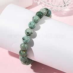 Bracelets extensibles ronds en perles de turquoise (jaspe) naturelle du Pérou&nbsp;BJEW-JB14341-02