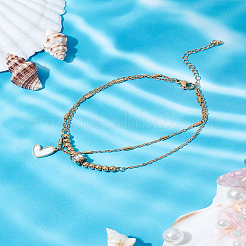 1 шт. браслеты на ногу в форме сердца из нержавеющей стали 201&nbsp;AJEW-LP0007-18