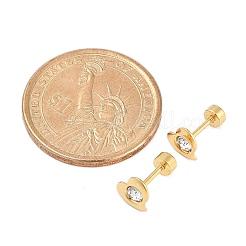 Tappi per le orecchie finti con strass e cristalli a forma di cuore&nbsp;EJEW-H105-21G-C