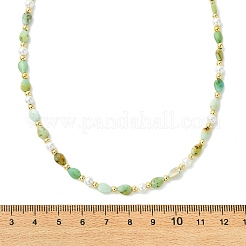 Colliers de perles en calcédoine naturelle en forme de larme et de perles rondes en coquillage blanc&nbsp;NJEW-JN06246-01