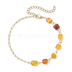 Bracelets à maillons en perles d'ambre naturel&nbsp;BJEW-JB13644-01