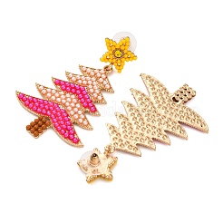 Alberi di natale con orecchini pendenti in lega a forma di stella per donna&nbsp;EJEW-Z078-03C