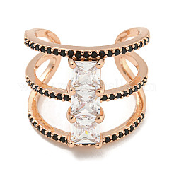 Квадратная стойка с покрытием из латуни с микро-паве и кубическим цирконием&nbsp;RJEW-F162-14RG