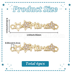 6 pz di connettori/collegamenti in ottone micro pavé di zirconi cubici trasparenti&nbsp;ZIRC-SC0001-43