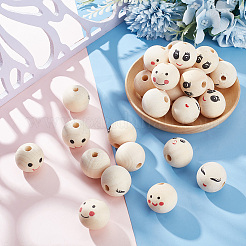 42 pièces 6 styles de perles européennes en bois imprimé&nbsp;WOOD-GO0001-04