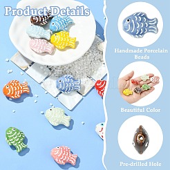 12 pièces de perles en porcelaine faites à la main de 12 couleurs&nbsp;PORC-CJ0001-59
