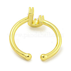 Anillos de puño abiertos de latón chapado en rack para mujer&nbsp;RJEW-F162-01G-J